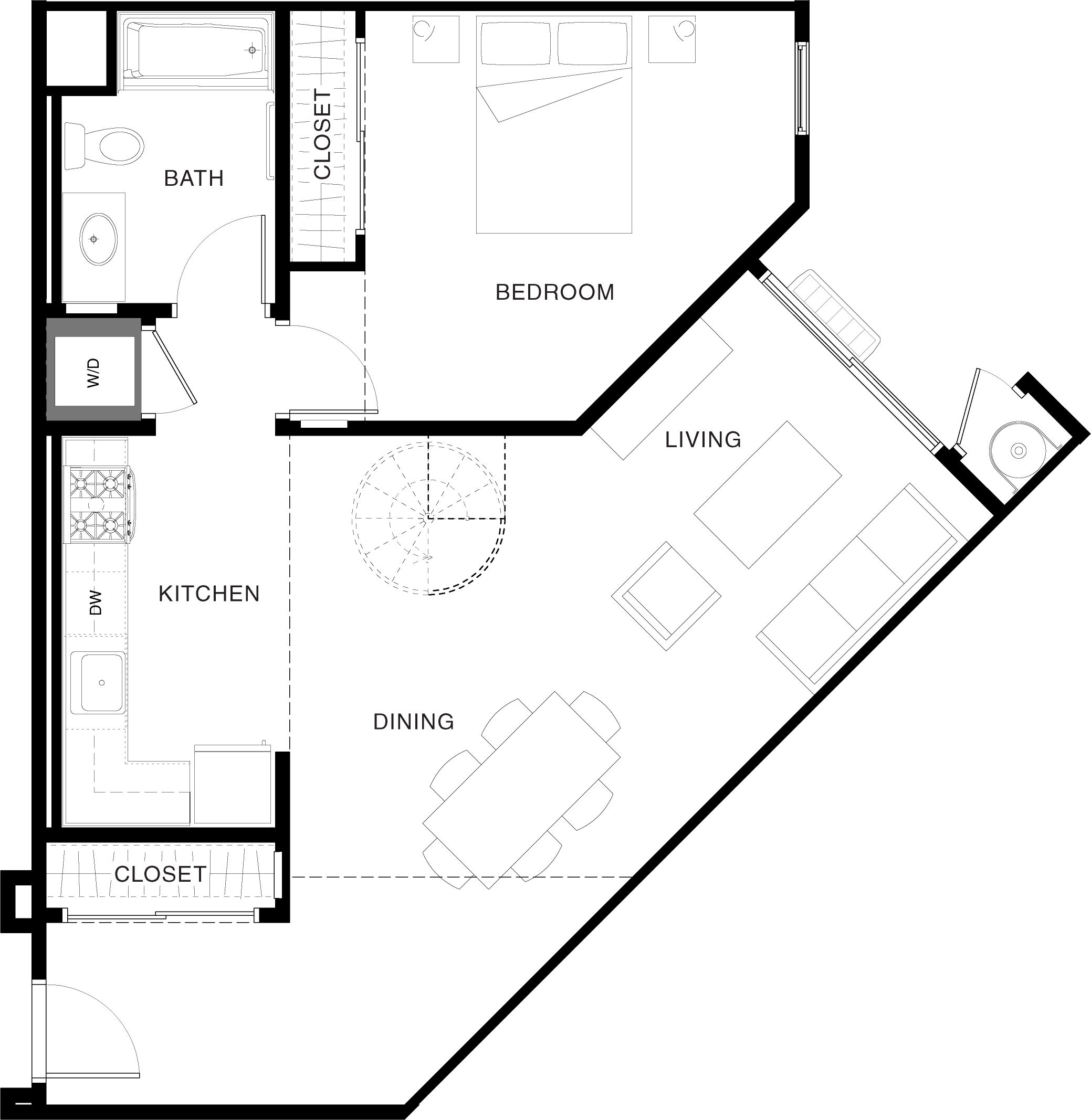 Aspect apartment floorplan 1B